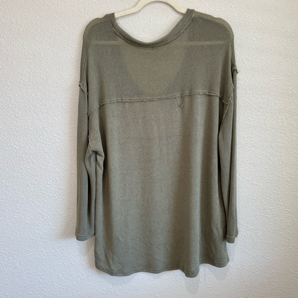 POL Womens Large Waffle Knit Green Slouchy Boho Relaxed Fit Oversized Beach‎ - Picture 8 of 8